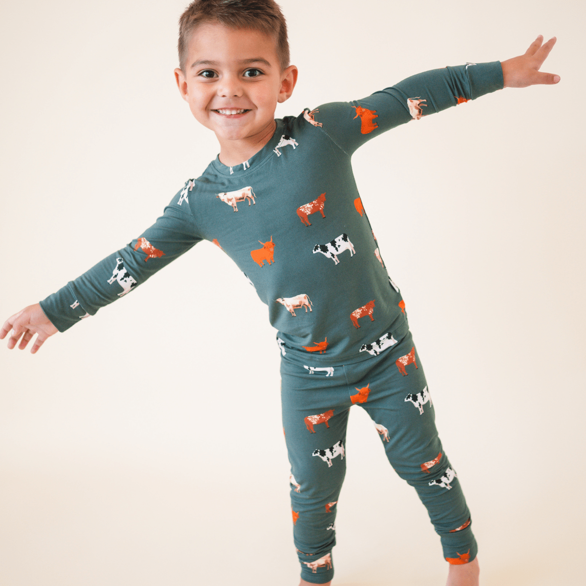 bug + bean kids - Bamboo 2 - Piece Toddler Pajama Set | Green Cow - Citrus Sky Boutique