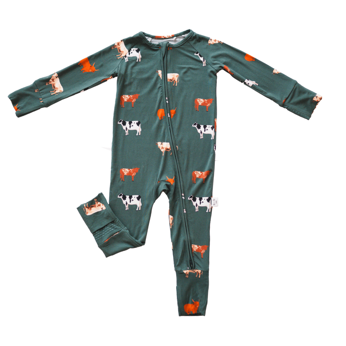 bug + bean kids - Bamboo 2 - Way Convertible Zip Romper | Green Cow (0 - 24m) - Citrus Sky Boutique