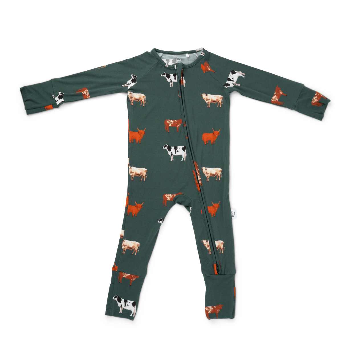 bug + bean kids - Bamboo 2 - Way Convertible Zip Romper | Green Cow (0 - 24m) - Citrus Sky Boutique