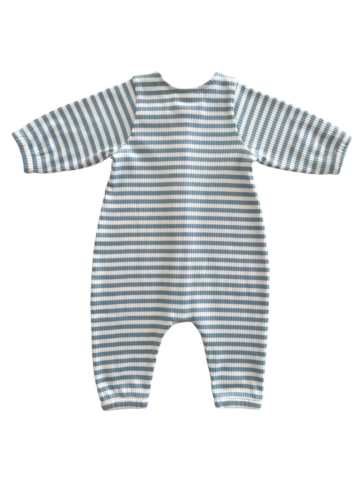 SIIX Collection - Dusty Blue Stripe / Organic Ribbed Long Sleeve Bay Jumpsuit
