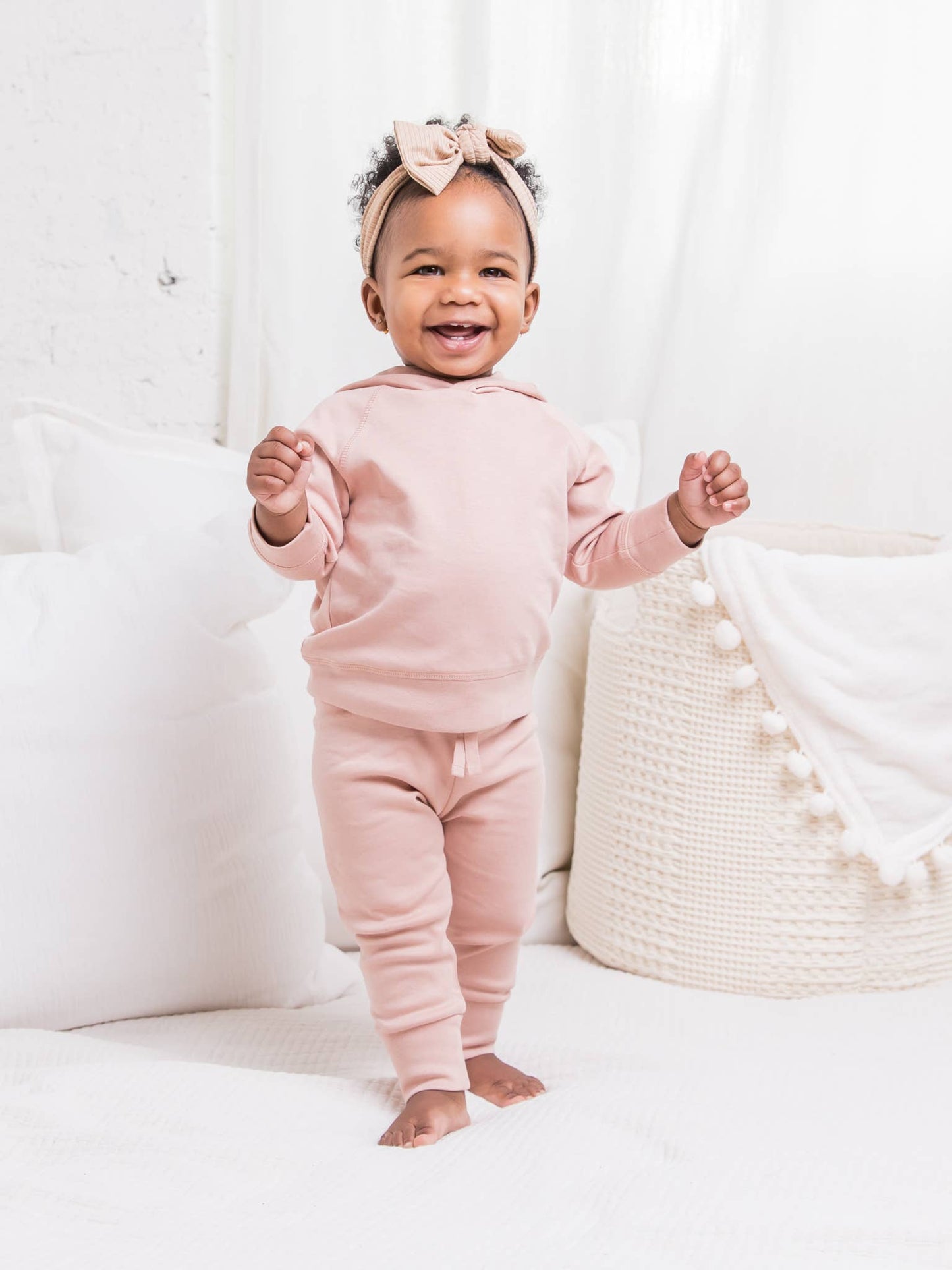 Colored Organics - Organic Baby and Kids Madison Hooded Pullover - Blush