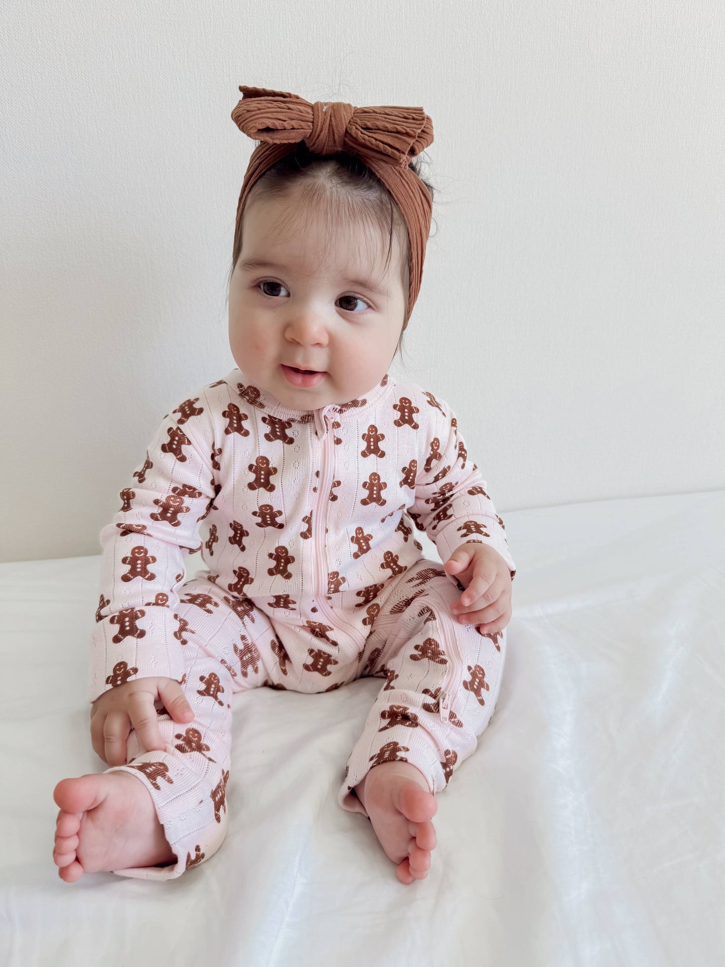SIIX Collection - Blush Gingerbread / Organic Pointelle 2-Way Zip Romper