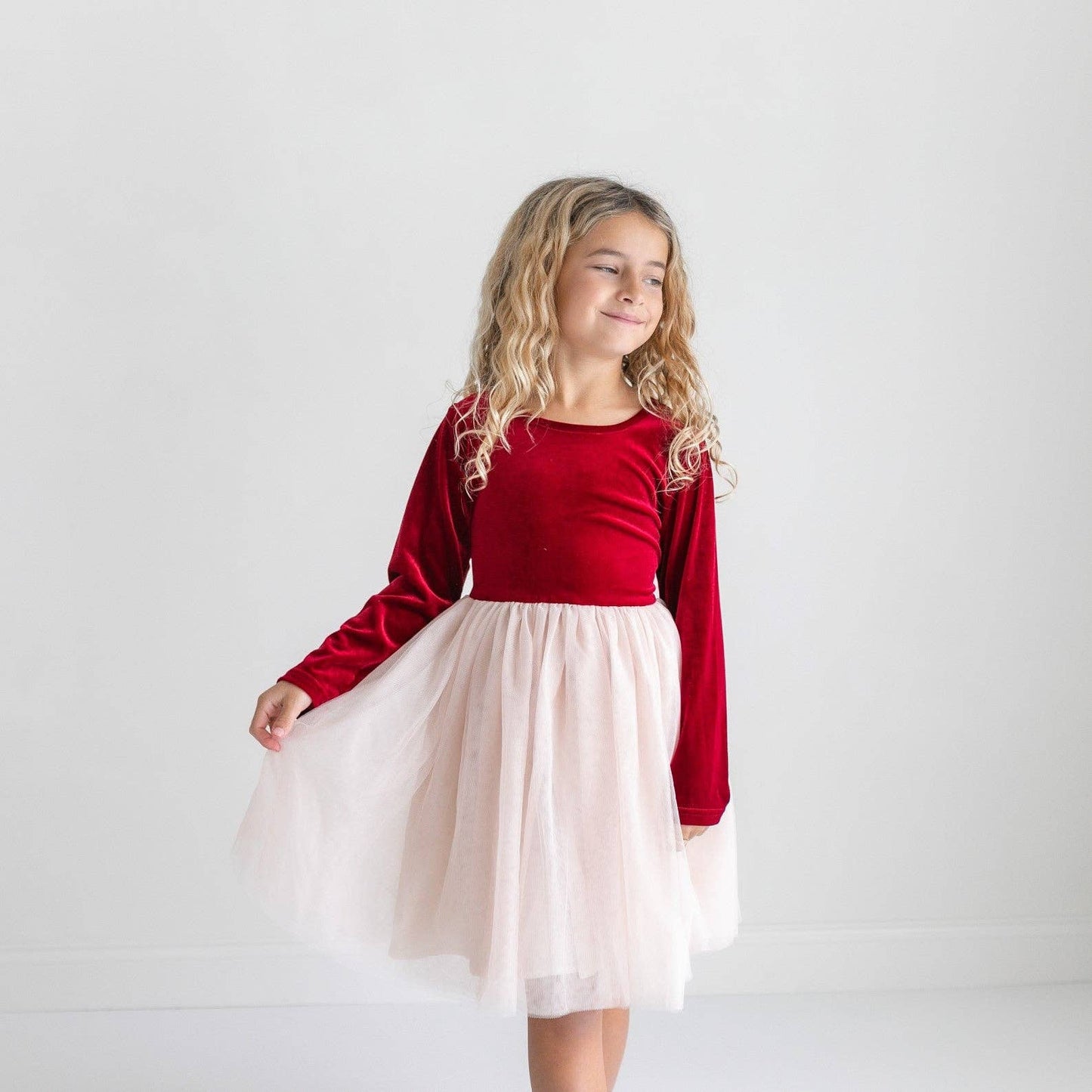 Oopsie Daisy - Girls Red Velvet Tulle Fancy Holiday Winter Party Dress