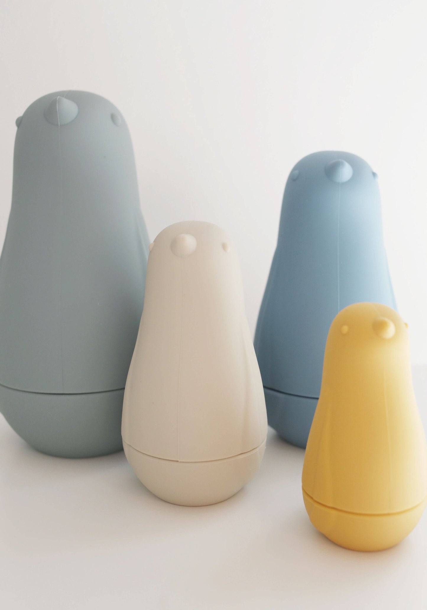 Marlowe & Co - Sea Blue Multi Mix Silicone Nesting Penguin Set of 4