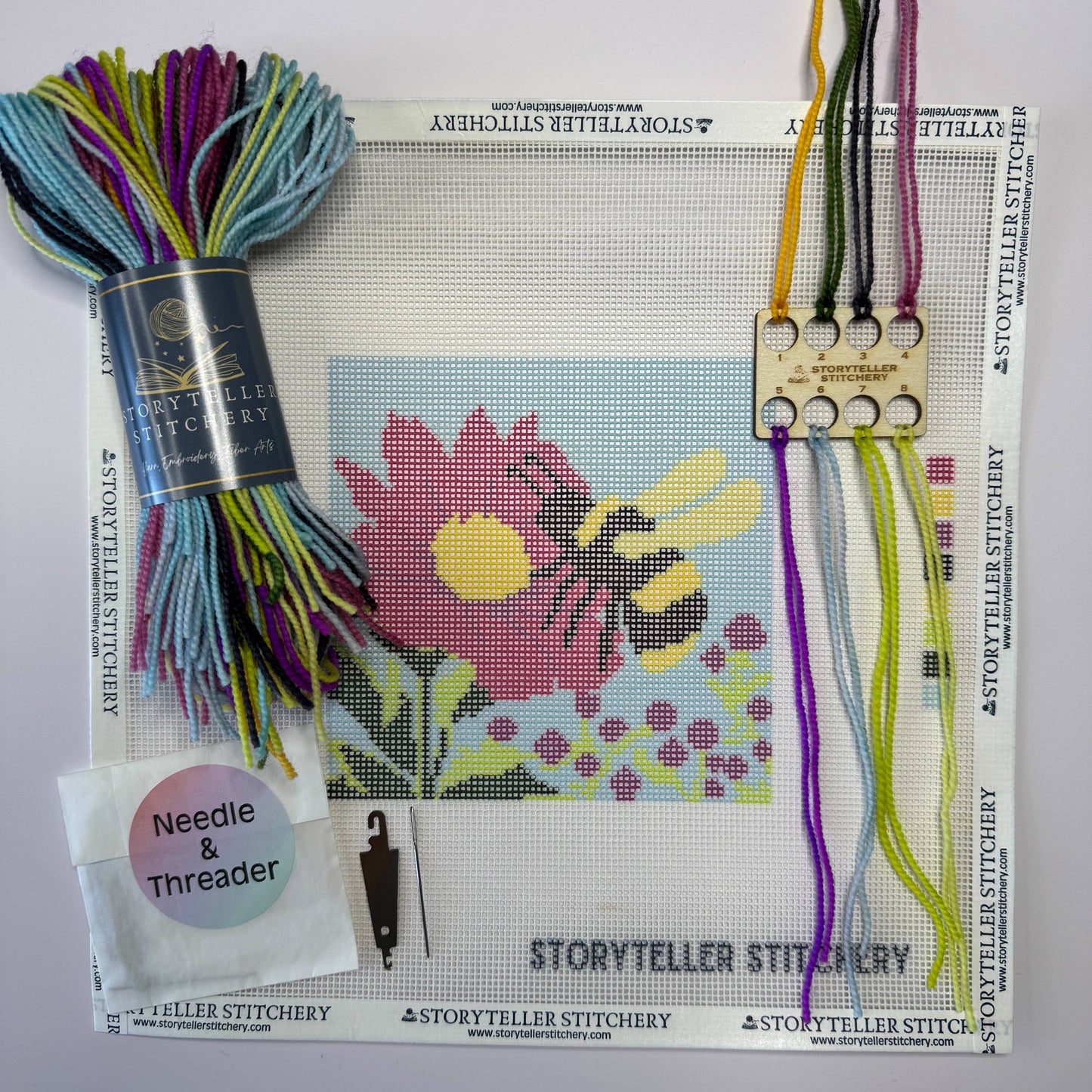 Storyteller Stitchery - Bee & Bloom — Modern Needlepoint Kit (Small Design)