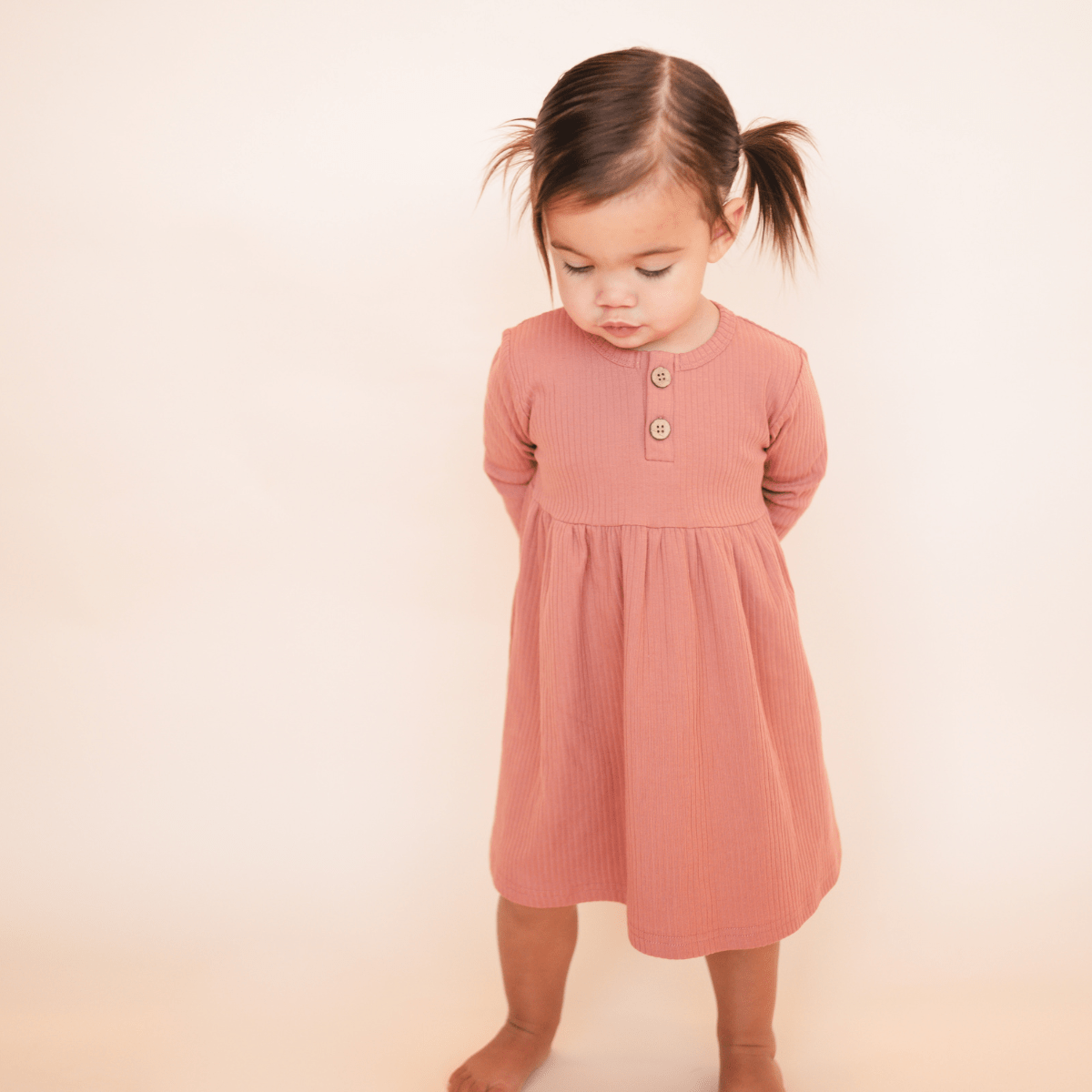 bug + bean kids - Organic Ribbed Cotton Dress | Terracotta