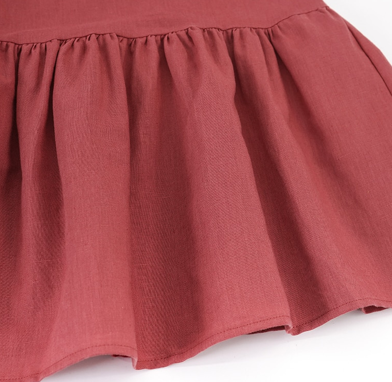 Annie & Charles - Annie & Charles® organic linen dress: Burgundy