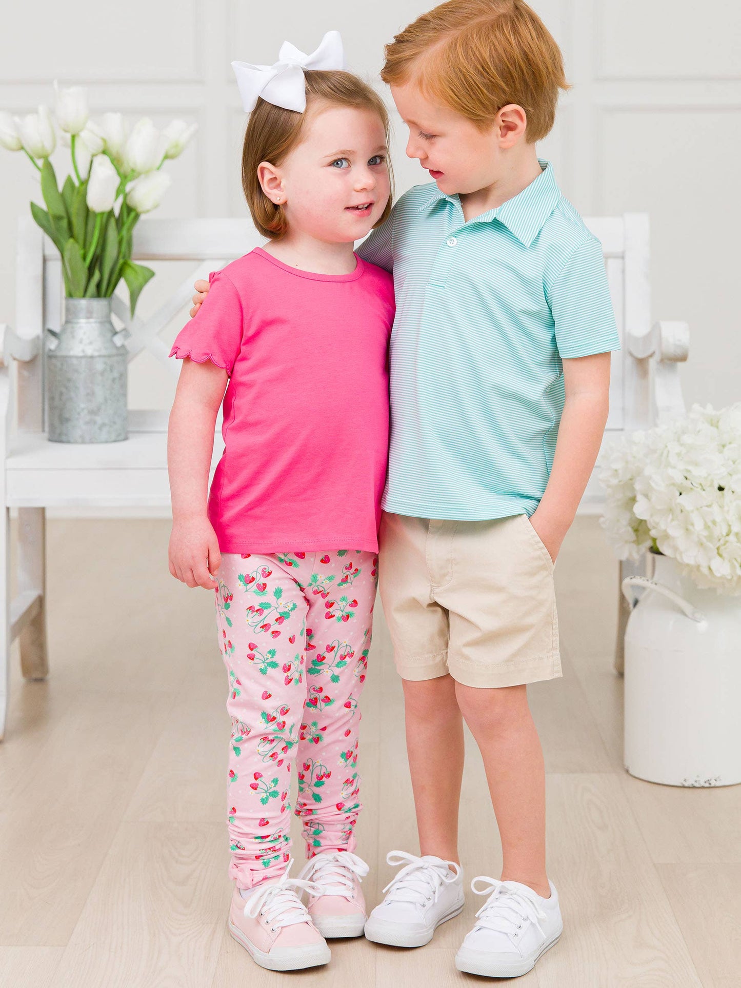 RuffleButts + RuggedButts - Girls Hot Pink Knit Short Sleeve Scallop Tee