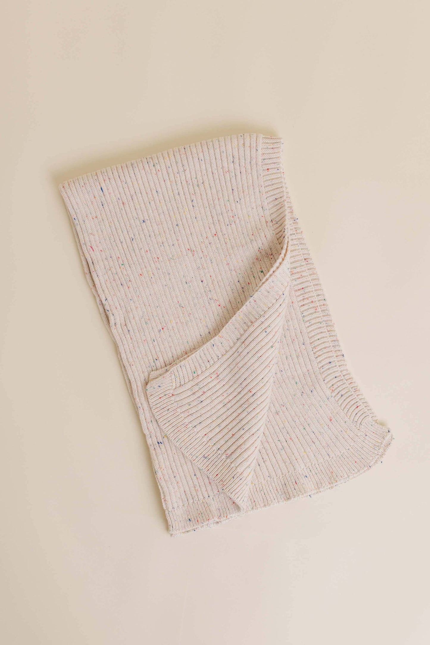 Dandillie - Sprinkle Knit Ribbed Blanket - Oat