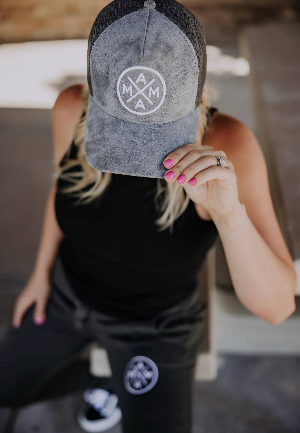 The Mama X™ Brand - Mama X™ Trucker Hat - Gray Suede