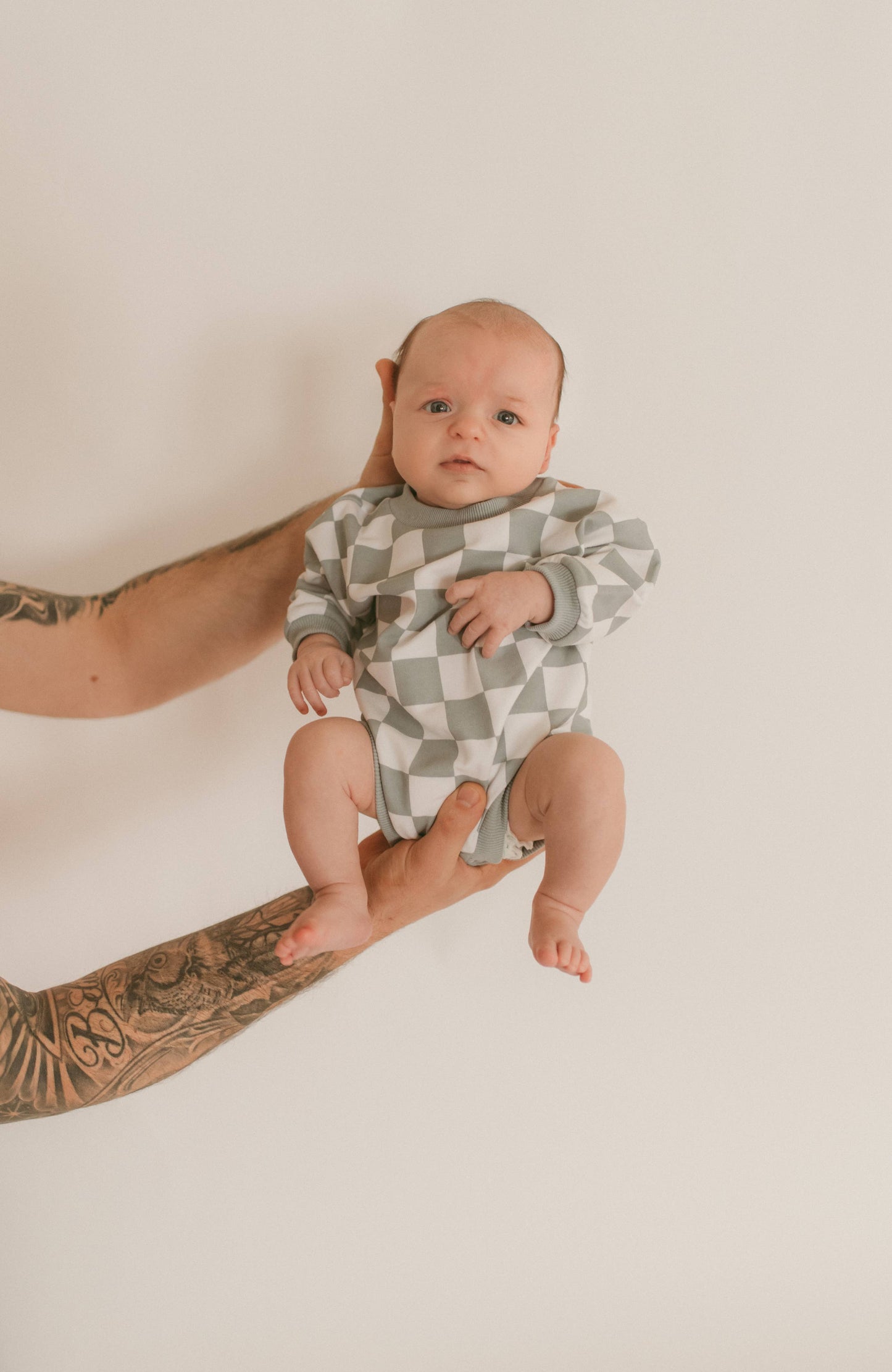 Boho + Babe - Checkerboard Bubble Sweater Romper - French Terry