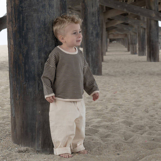 Rivi & Kin - Lightweight Brown Sweatshirt With Cream Stripe