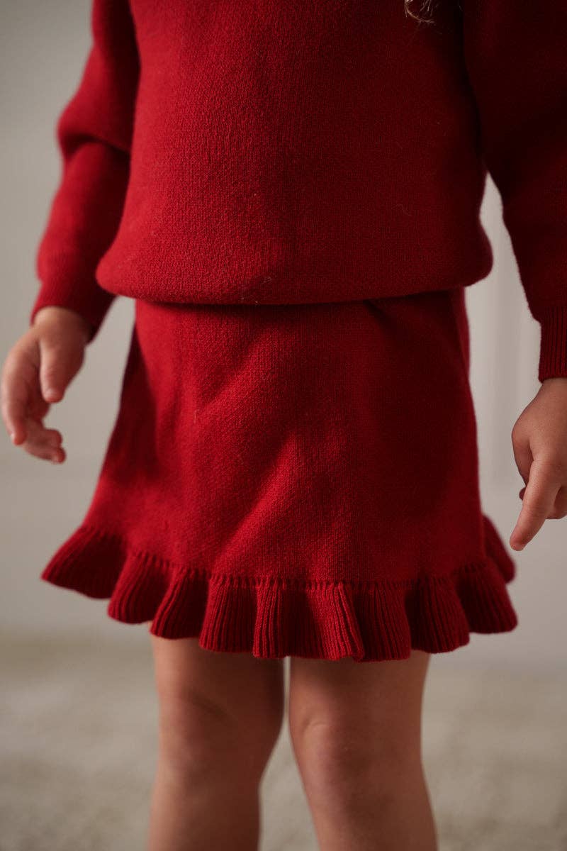 Atlas Grey - Knit Ruffle Skirt Set