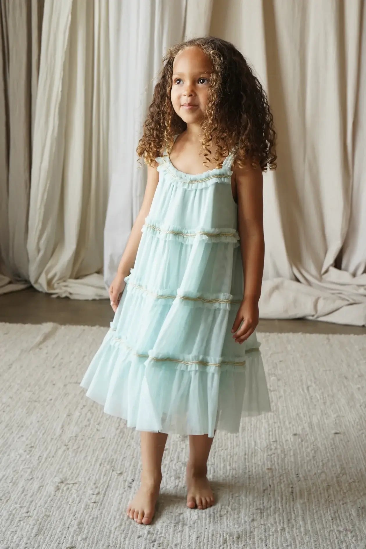 Lepela - Wisteria | Embellished Tulle Frill Dress | Cyan