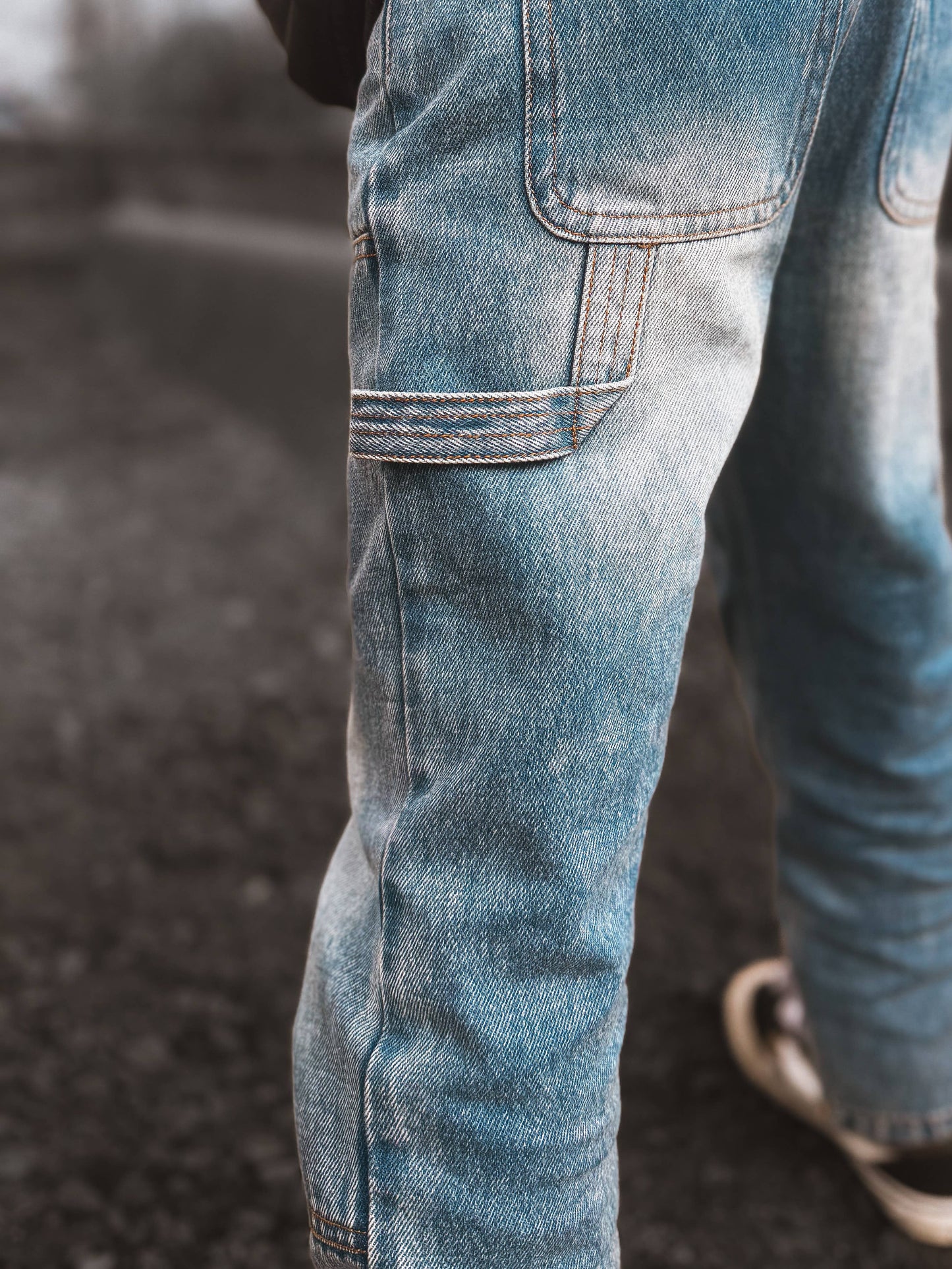 Lucky Link - Blue Toddler Double-Knee Carpenter Denim