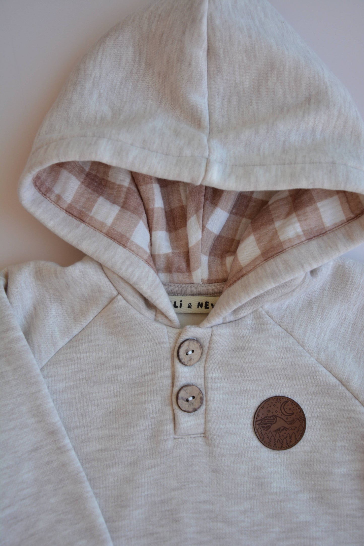 Eli & Nev - Baby / Kids Raglan Sleeve Beige Hoodie Printed Hood OEKO-TEX