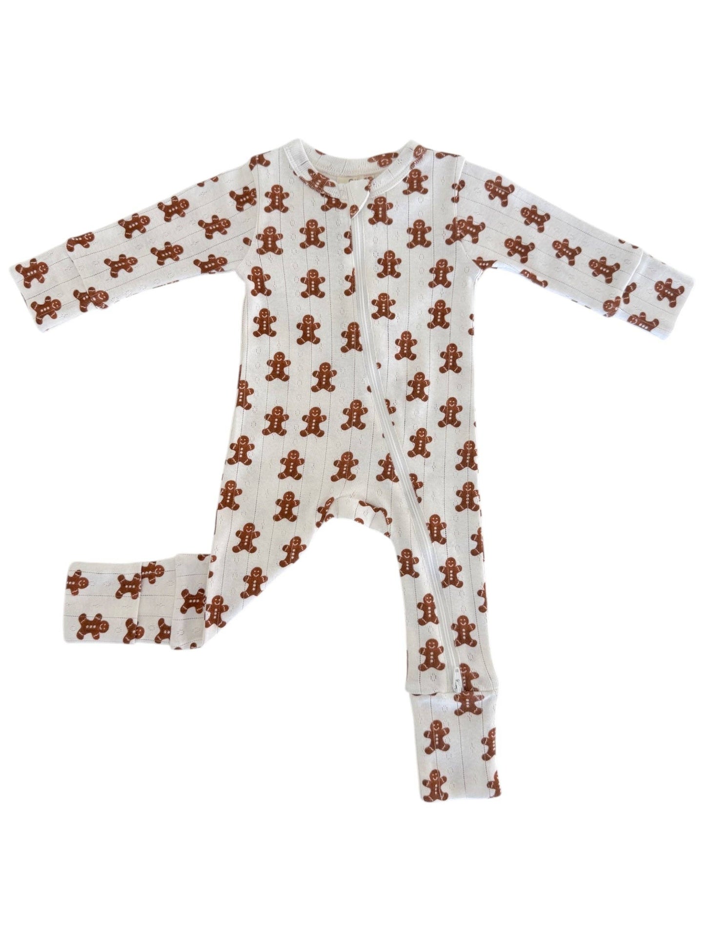 SIIX Collection - Gingerbread / Organic Pointelle 2-Way Zip Romper