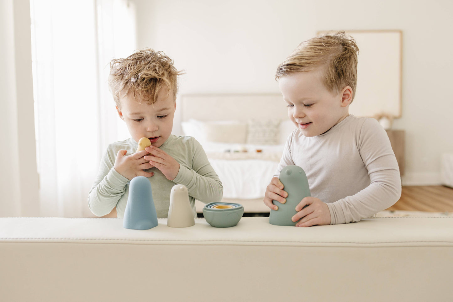 Marlowe & Co - Sea Blue Multi Mix Silicone Nesting Penguin Set of 4