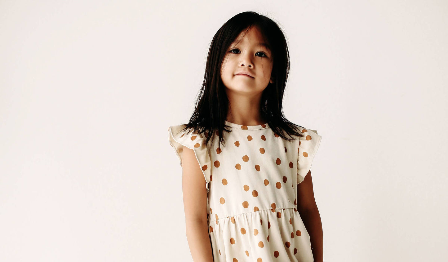 City Mouse Studio - Ruffle Dress- Dots- Saffron