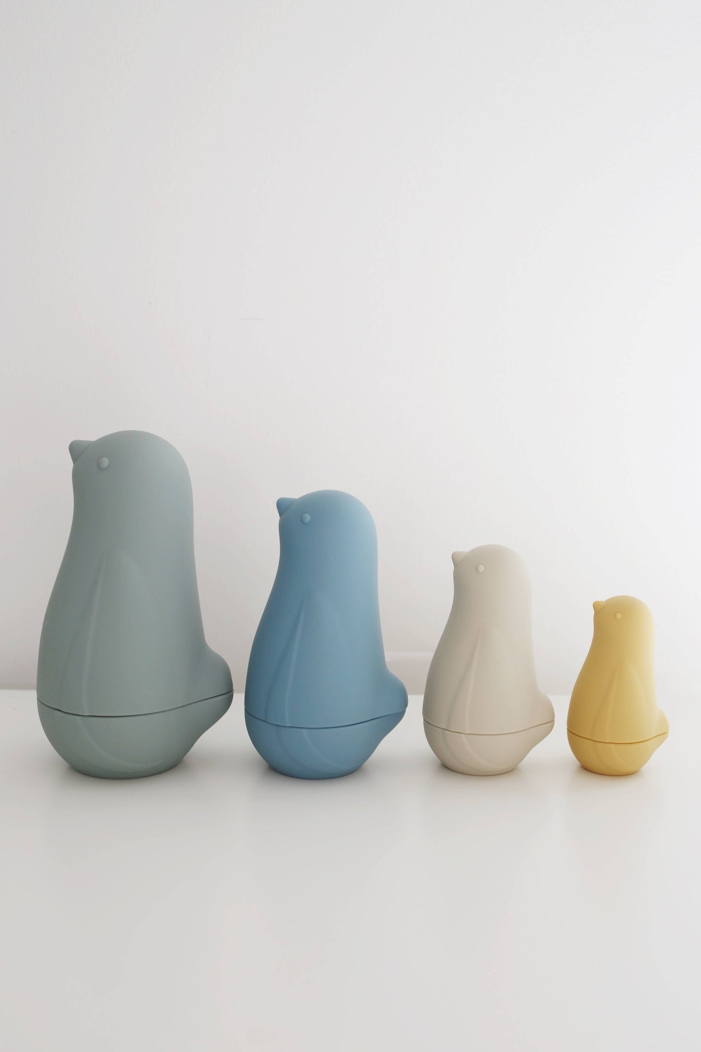 Marlowe & Co - Sea Blue Multi Mix Silicone Nesting Penguin Set of 4
