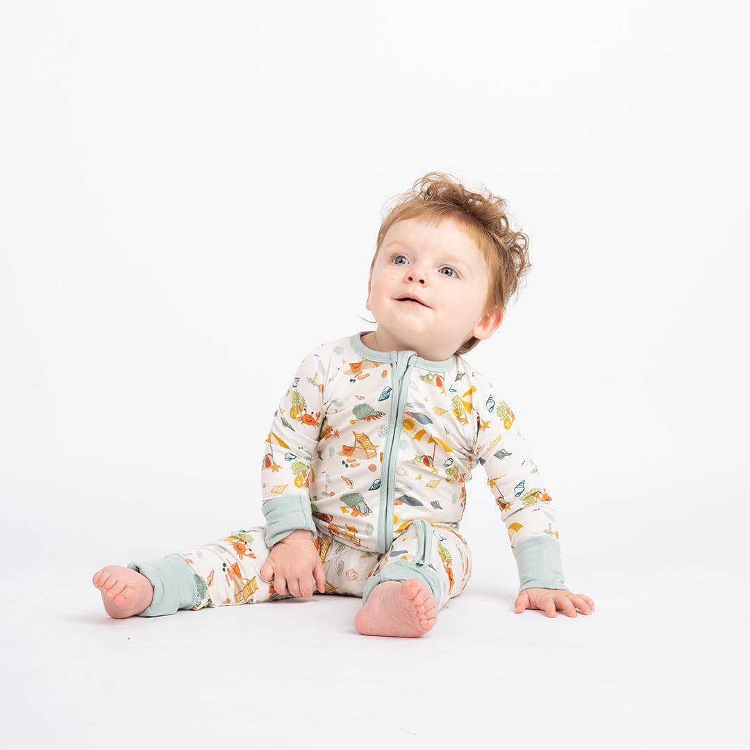 Emerson and Friends - Beach Day Summer Convertible Sleeper Bamboo Baby Pajamas