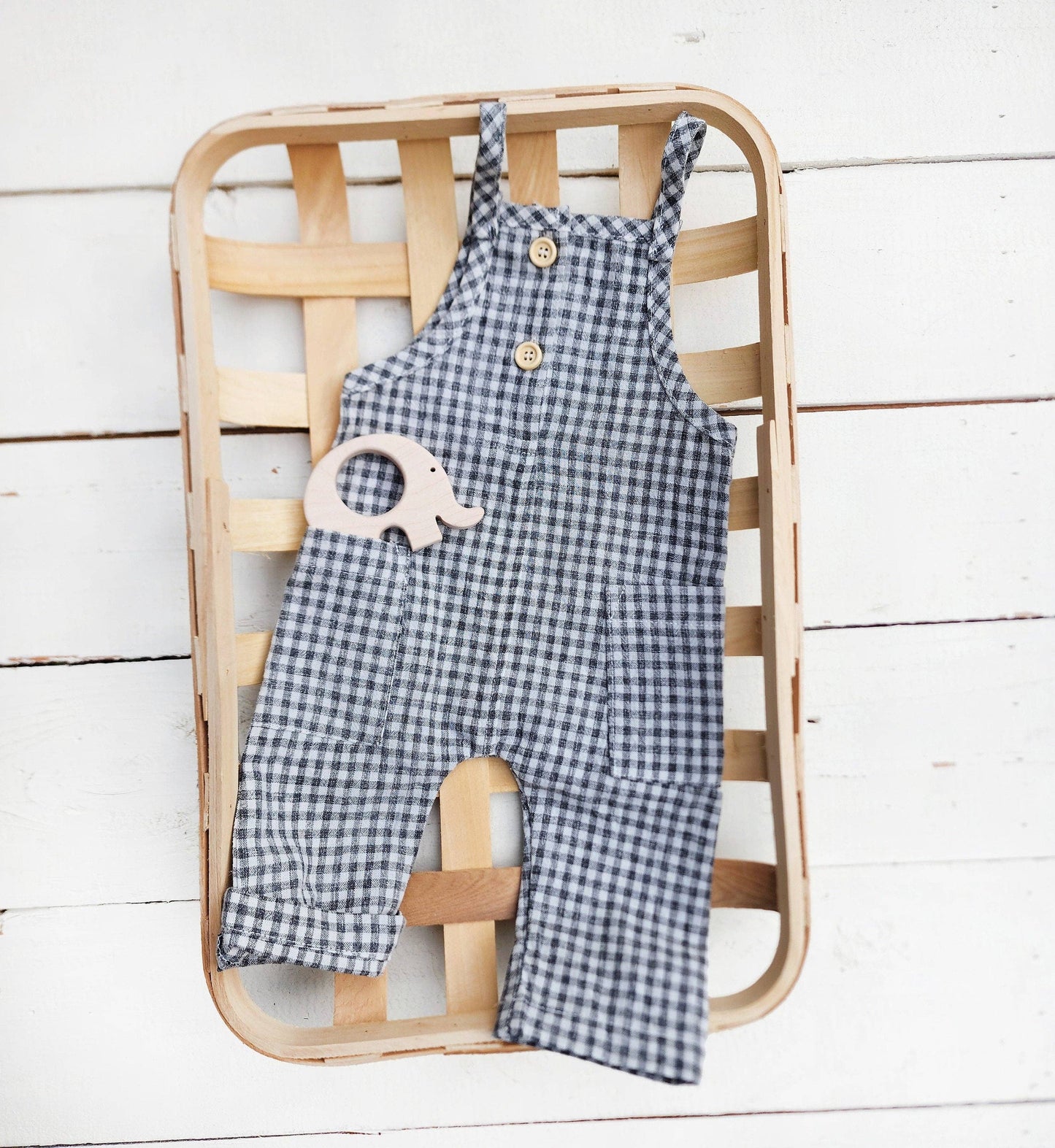 OLIVE & CRADLE - Atticus Gingham Cotton Romper