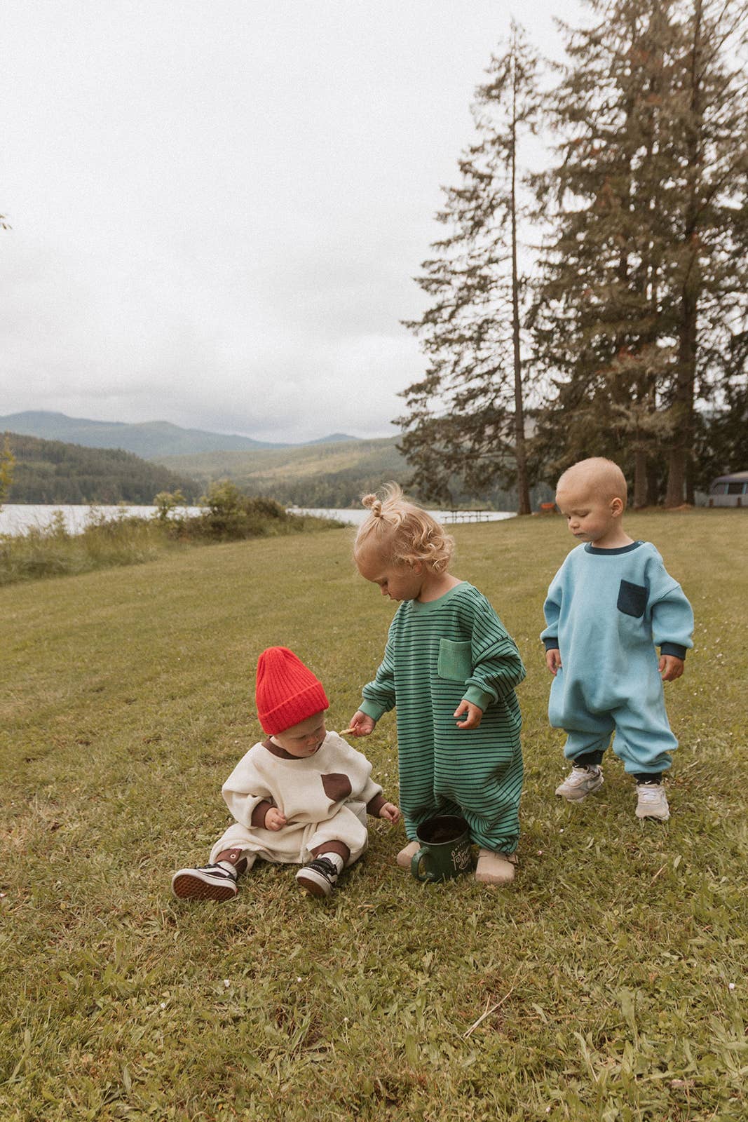 Winnie + Crew - Sammy Romper in Thin Green Stripe