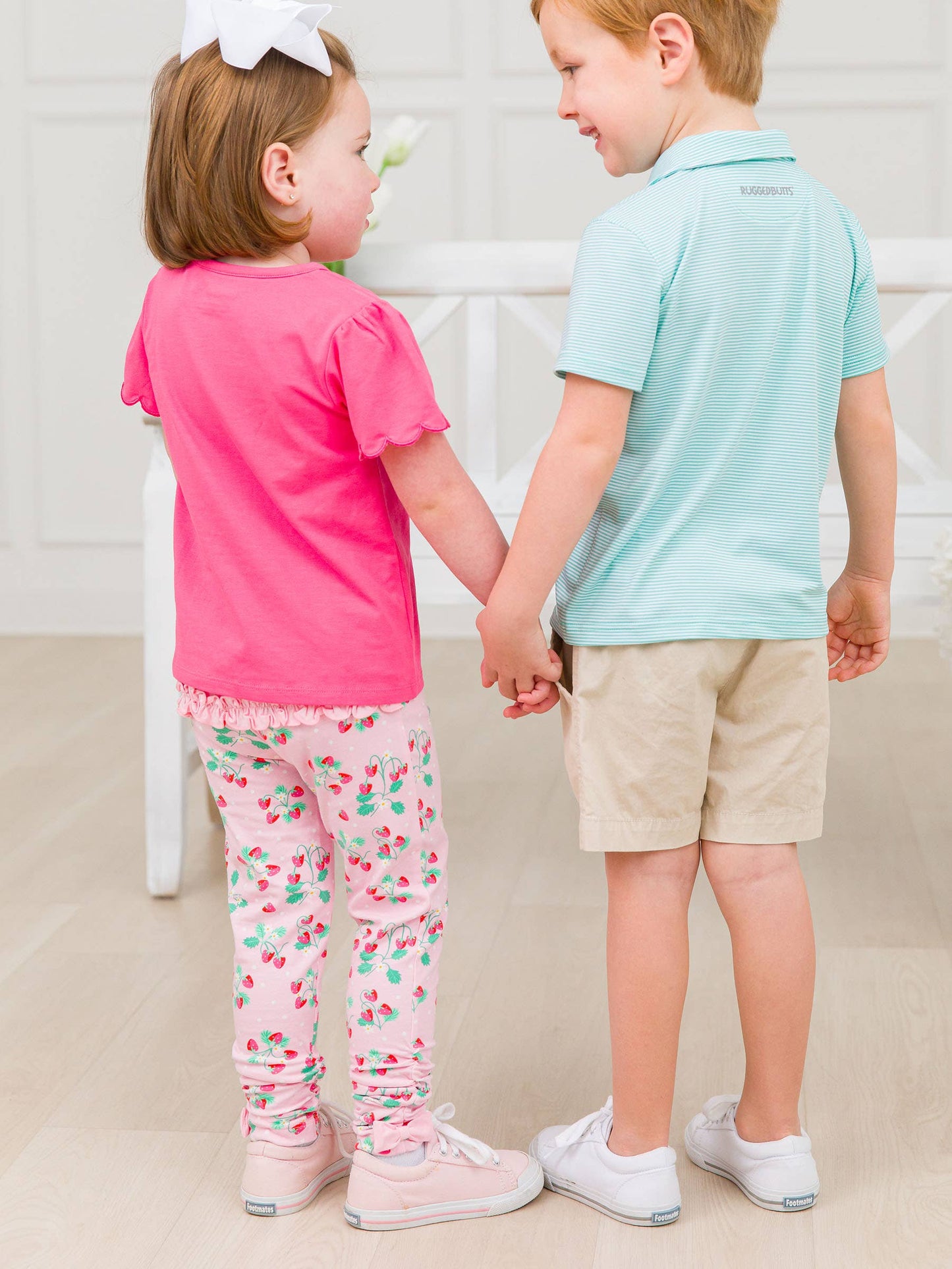 RuffleButts + RuggedButts - Girls Hot Pink Knit Short Sleeve Scallop Tee