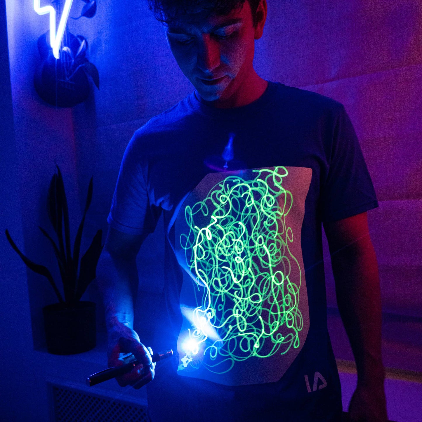 Illuminated Apparel - Adults (Unisex) Interact Glow T-Shirts - Blue/Green - Citrus Sky Boutique