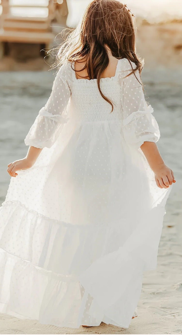 Indie Blue - Jolene Dress (white swiss dot) - Citrus Sky Boutique