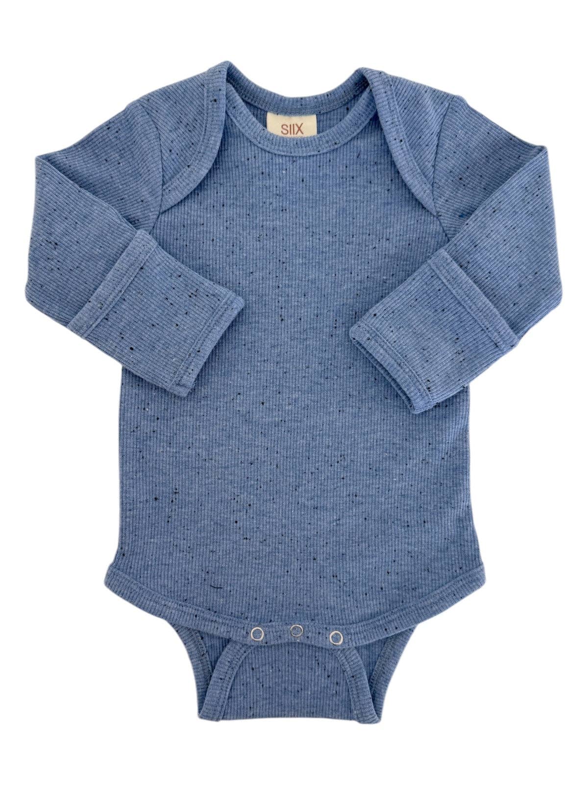 SIIX Collection - Blue Speckle / Long Sleeve Bodysuit - Citrus Sky Boutique