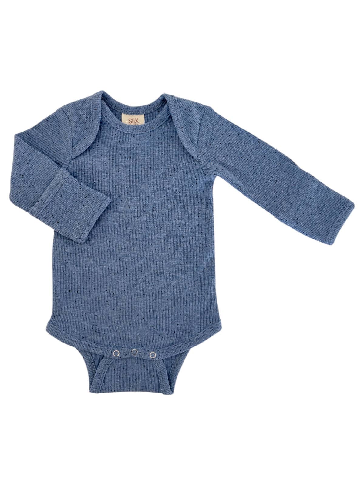 SIIX Collection - Blue Speckle / Long Sleeve Bodysuit - Citrus Sky Boutique