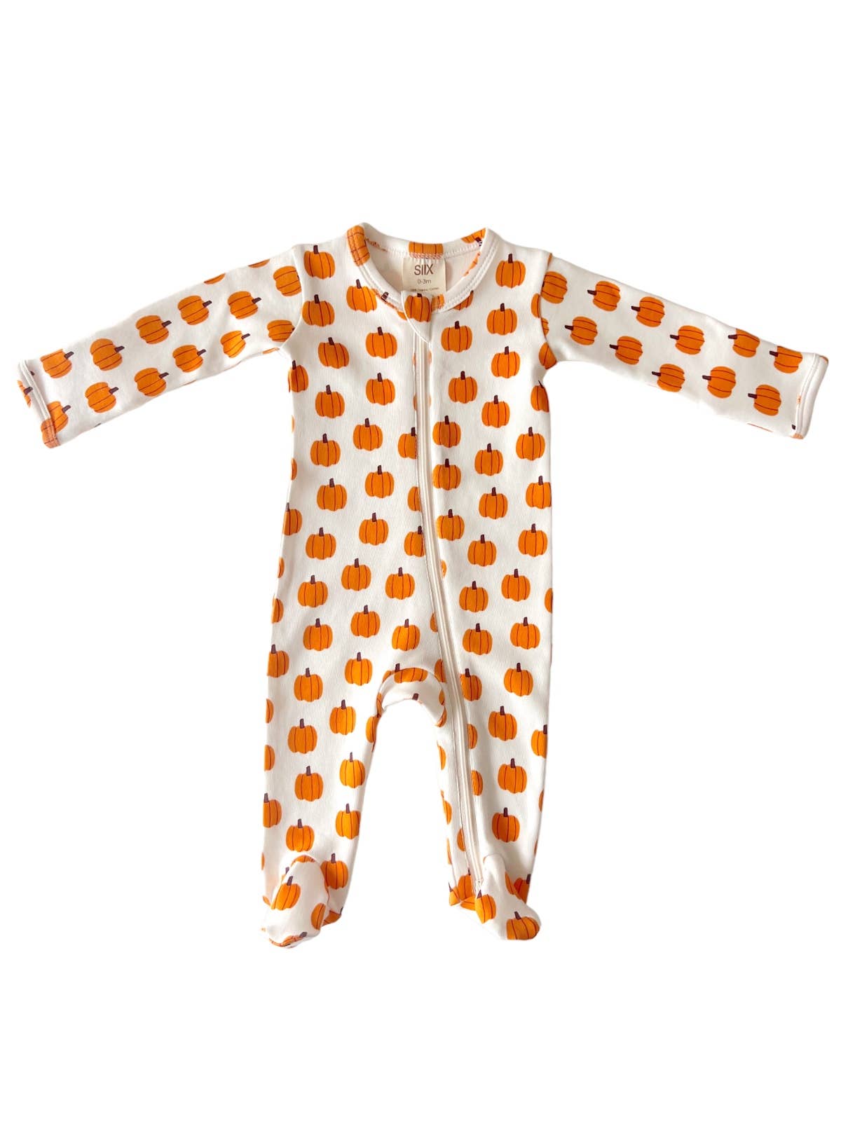 SIIX Collection - Pumpkin / Organic Zip Footie - Citrus Sky Boutique