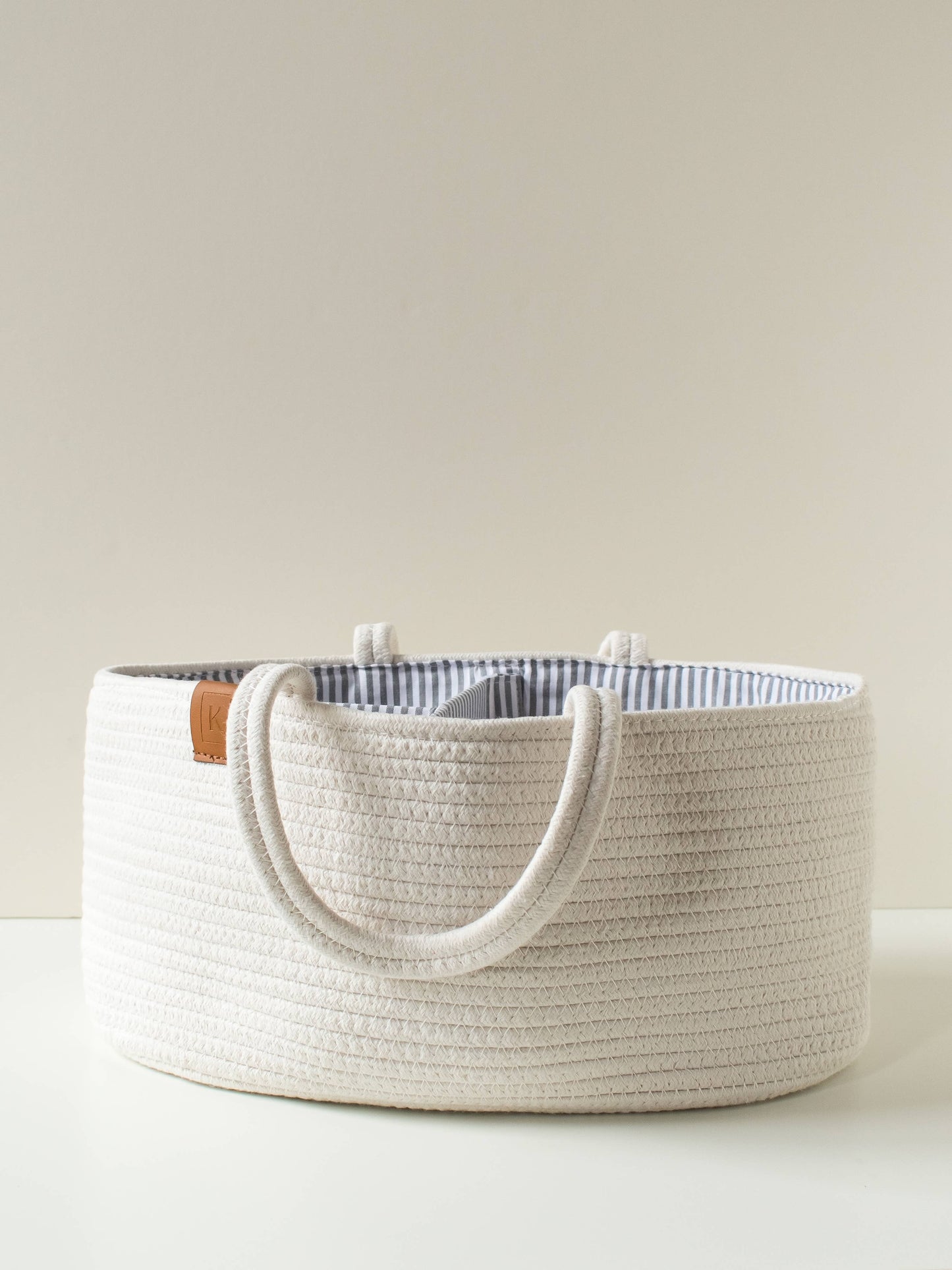 Colored Organics - Baby Diaper Caddy - Cream / Blue Stripe