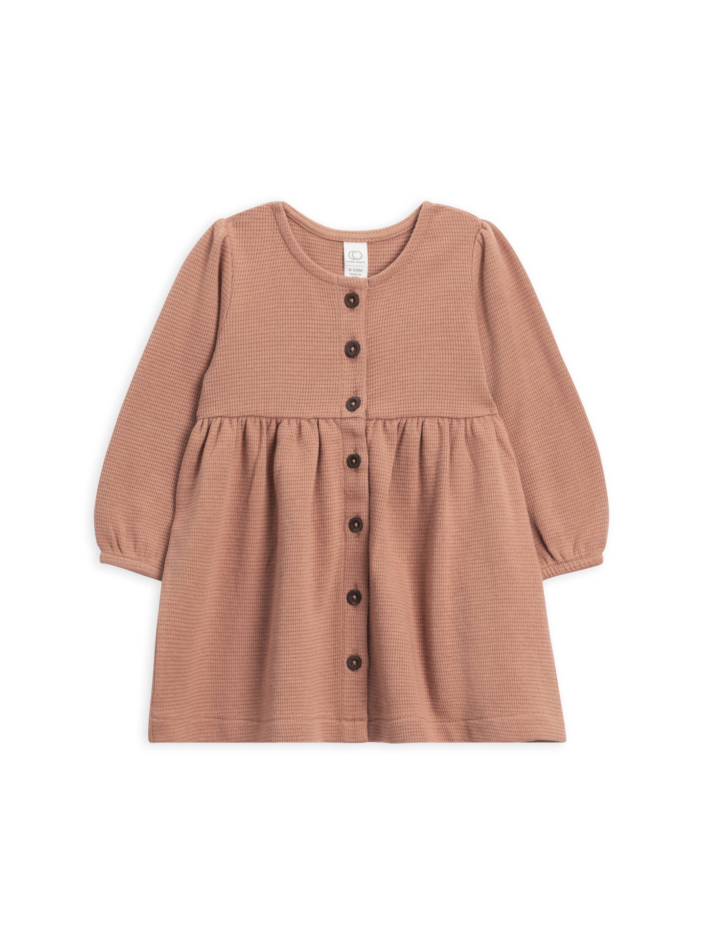 Colored Organics - Organic Baby and Kids Elsie Waffle Button Down Dress - Cider