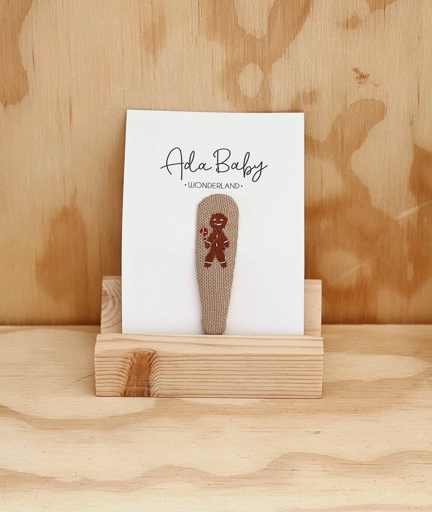 Embroidered Baby Hair Clips: Gingerbread Man