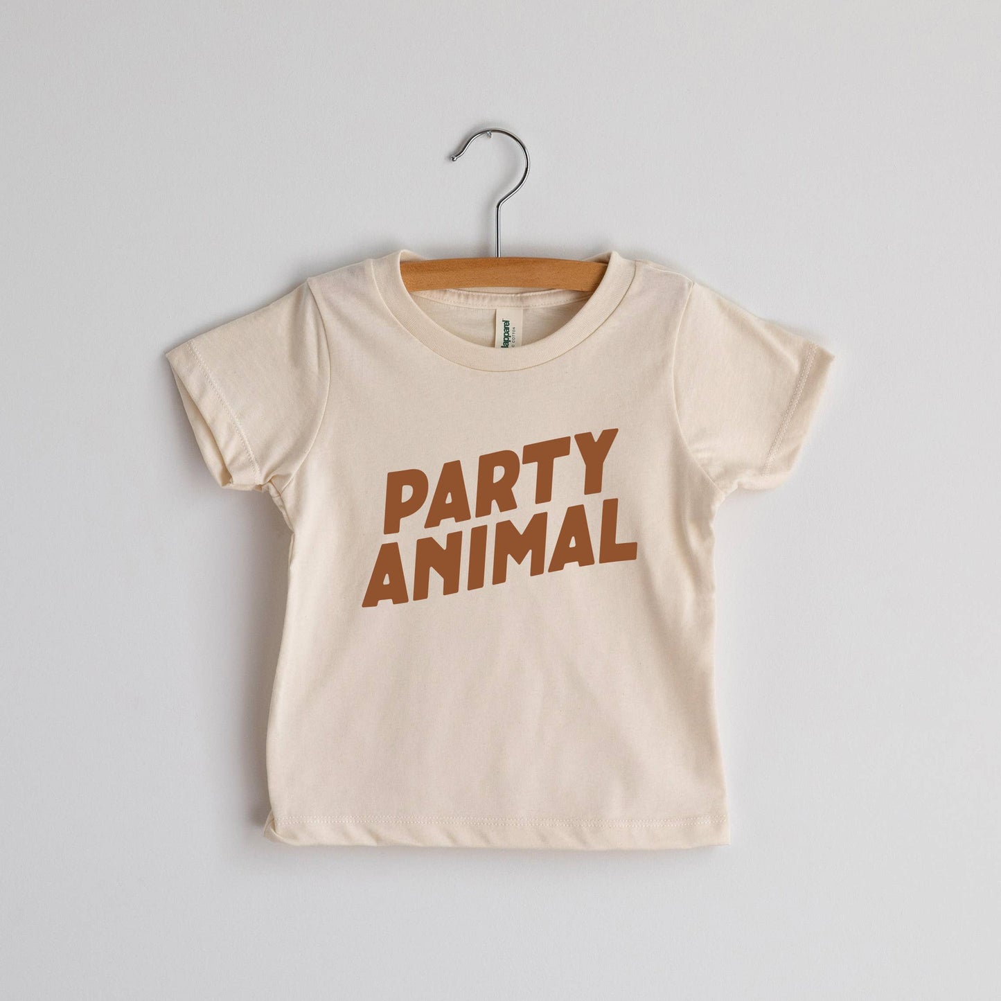 Gladfolk - Party Animal Cream Organic Baby & Kids Tee • Camel Ink