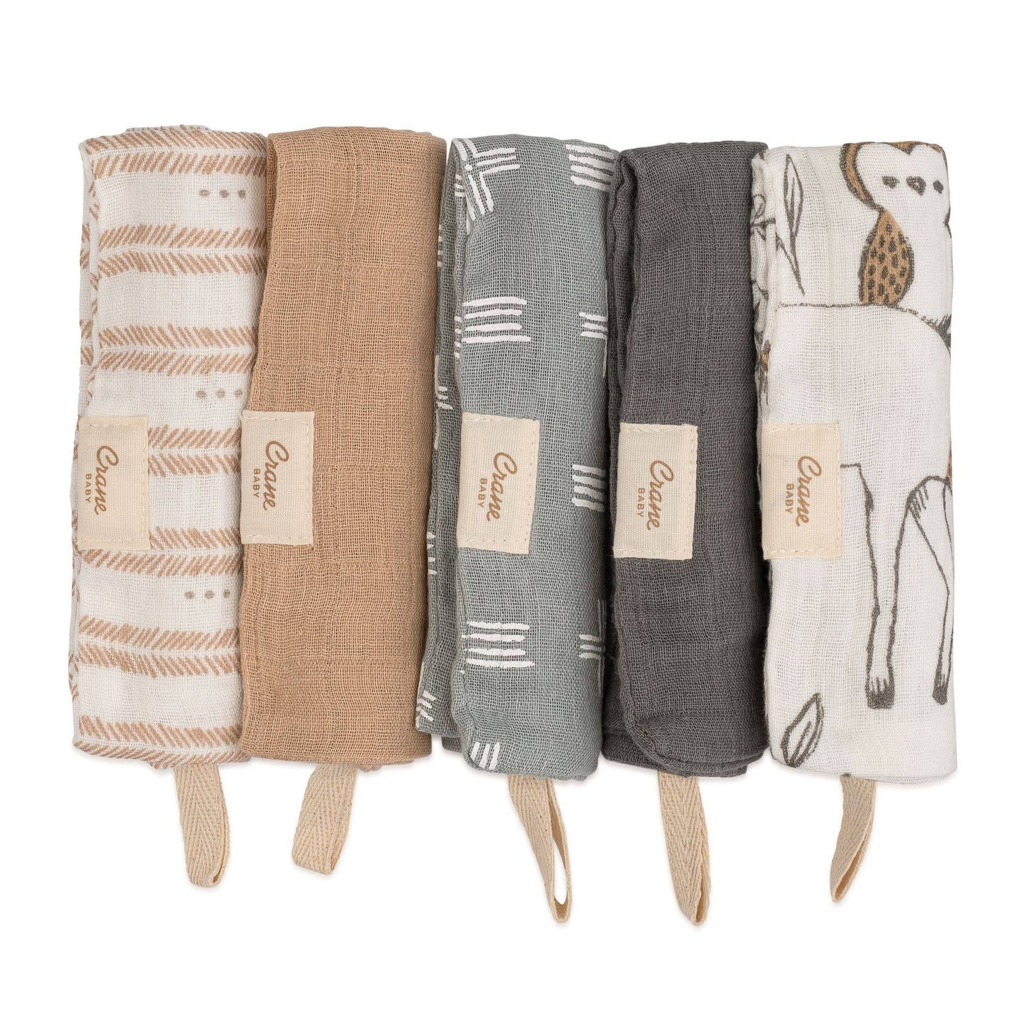 Crane Baby - Ezra 5-pc. Wash Cloth Set (Woodland Animal)