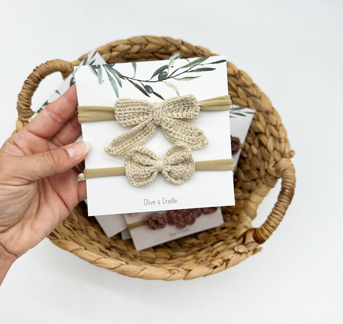 OLIVE & CRADLE - Crochet headband bow 2pc