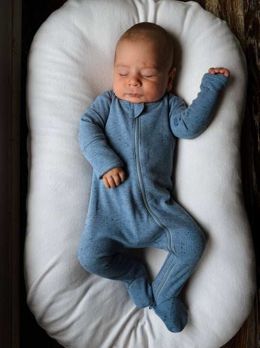 SIIX Collection - Blue Speckle / 2-Way Zip Footie
