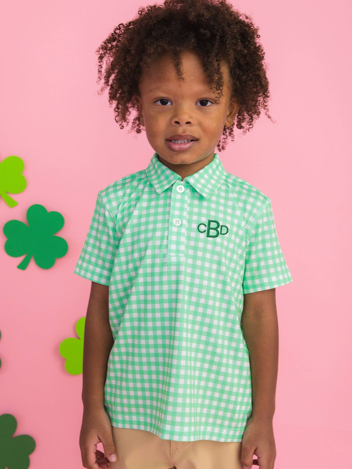RuffleButts + RuggedButts - Boys Classic Spring Bud Gingham Knit Short Sleeve Performance Polo