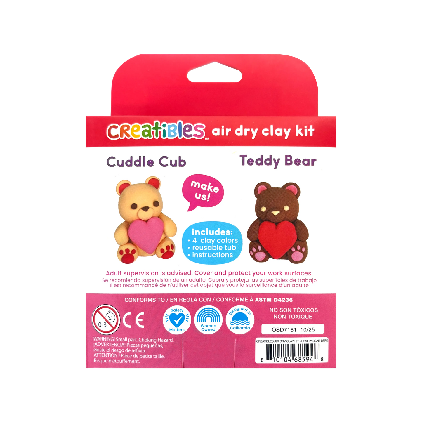 OOLY - Creatibles: Air Dry Clay BFFs Kit - Lovely Bears (Set of 4 C