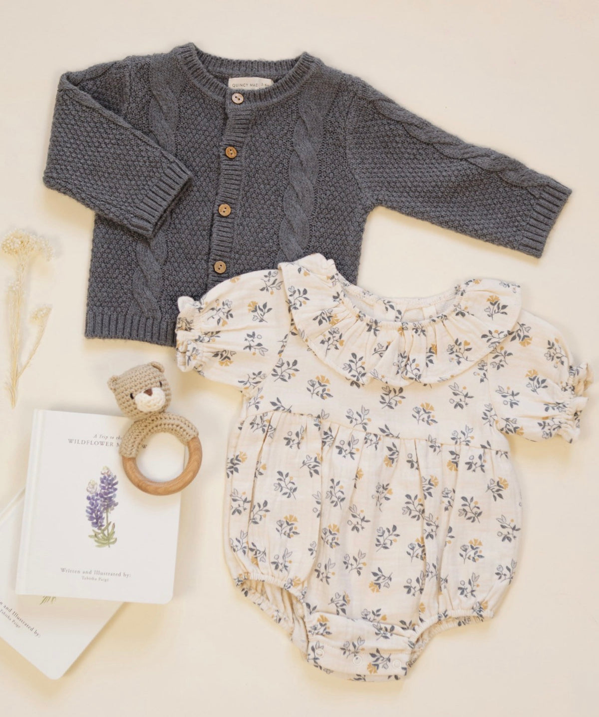 Quincy Mae - Collared Romper French Floral