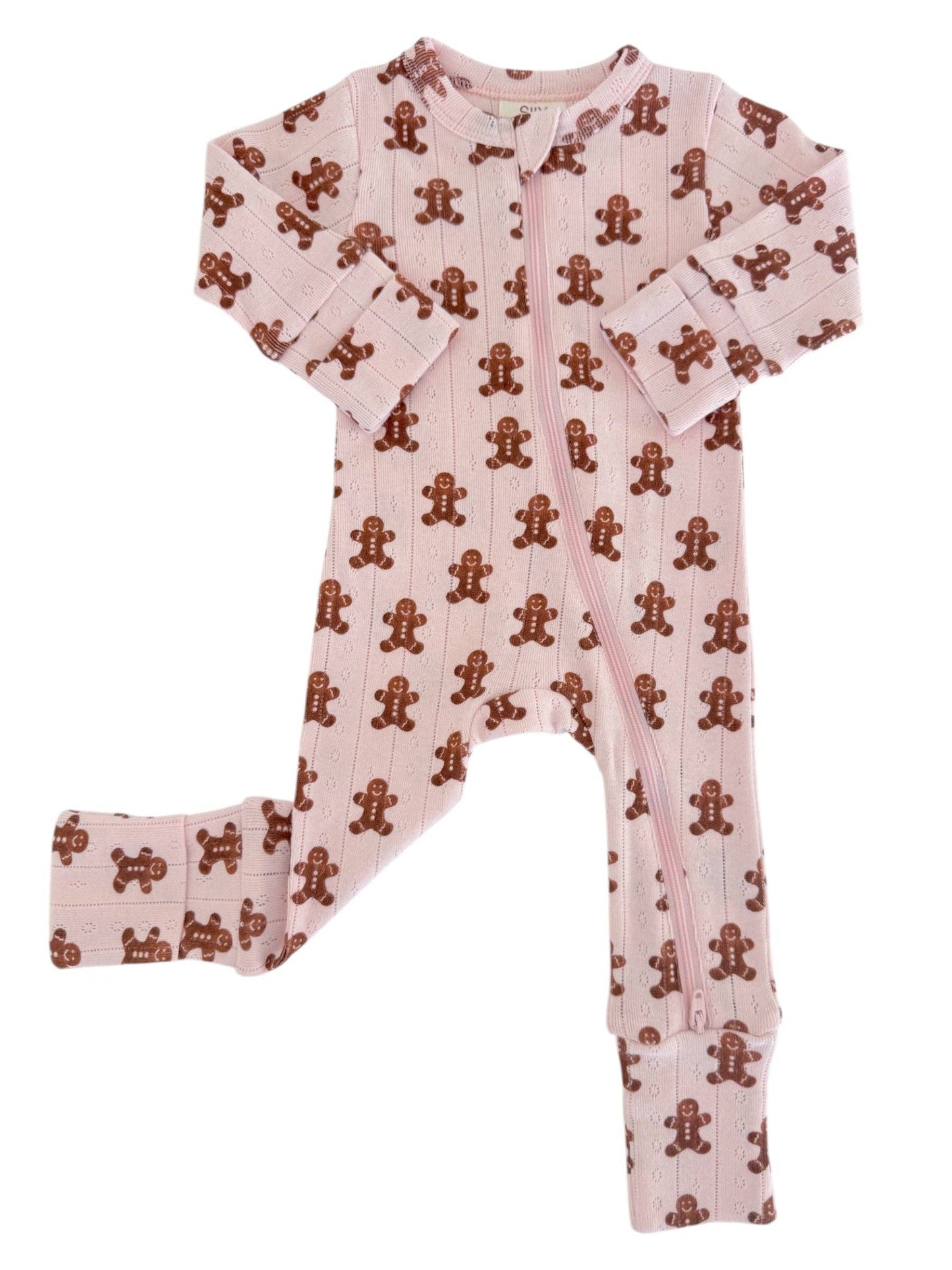 SIIX Collection - Blush Gingerbread / Organic Pointelle 2-Way Zip Romper