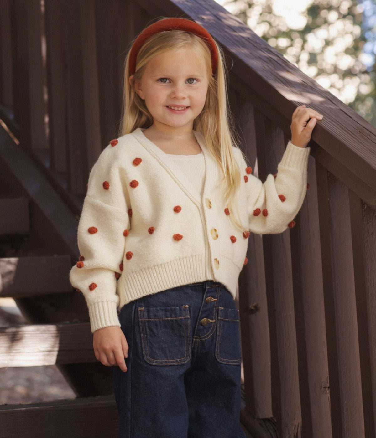 Rylee + Cru - Boxy Crop Cardigan - Ruby Bobble