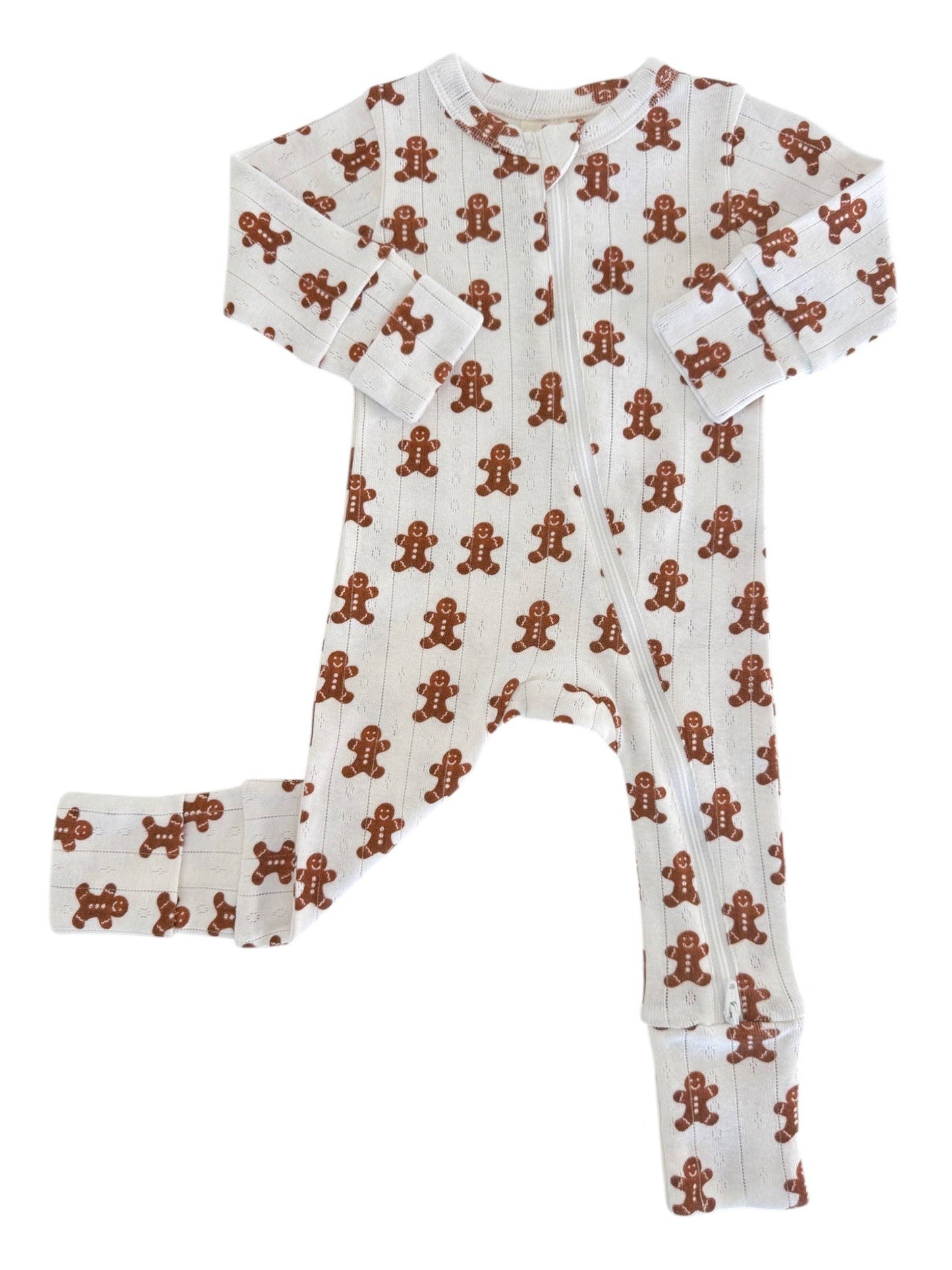 SIIX Collection - Gingerbread / Organic Pointelle 2-Way Zip Romper