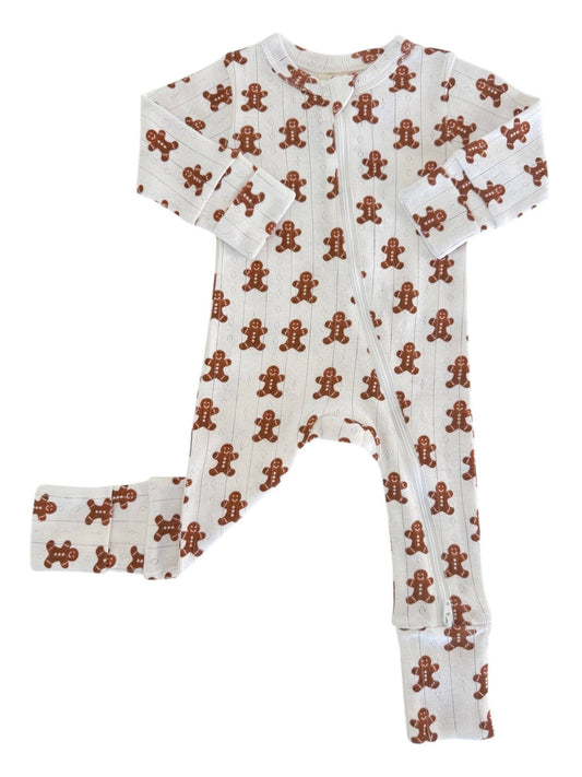SIIX Collection - Gingerbread / Organic Pointelle 2-Way Zip Romper
