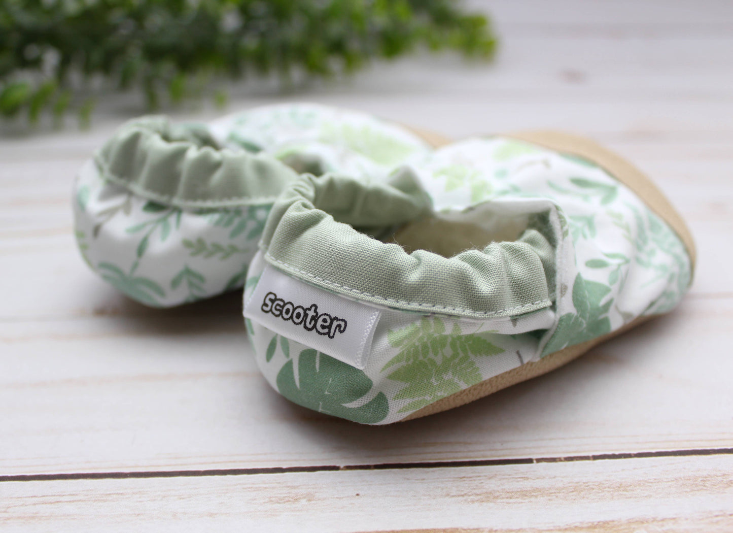 Scooter Booties - Green Botanical Baby Shoes: 3 Toddler