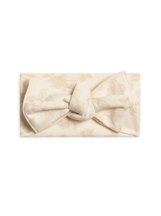 Colored Organics - Organic Baby Hattie Knot Bow Wrap - Aria Floral / Beige