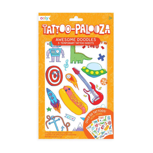 OOLY - Tattoo Palooza: Temporary Tattoos - Awesome Doodles (3 Sheet
